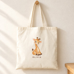 Cute Baby Giraffe Sitting  Tote Bag