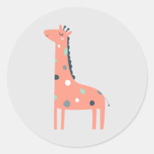 Cute baby giraffe sleeping classic round sticker