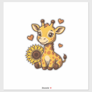 Cute Baby Giraffe Sunflower Vintage Engraving Tee_