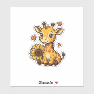Cute Baby Giraffe Sunflower Vintage Engraving Tee_