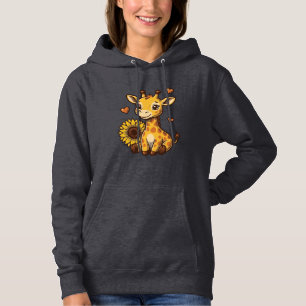 Cute Baby Giraffe Sunflower Vintage Engraving Tee_ Hoodie