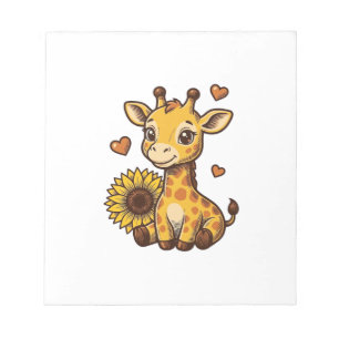 Cute Baby Giraffe Sunflower Vintage Engraving Tee_ Notepad