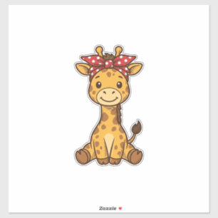 Cute Baby Giraffe with Bow Vintage Vector Design_1