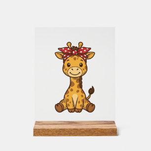 Cute Baby Giraffe with Bow Vintage Vector Design_1 Acrylic Sign