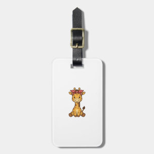 Cute Baby Giraffe with Bow Vintage Vector Design_1 Luggage Tag