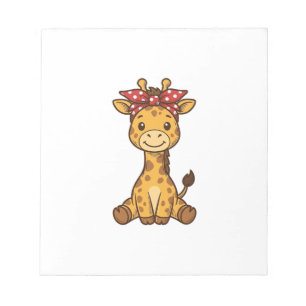 Cute Baby Giraffe with Bow Vintage Vector Design_1 Notepad