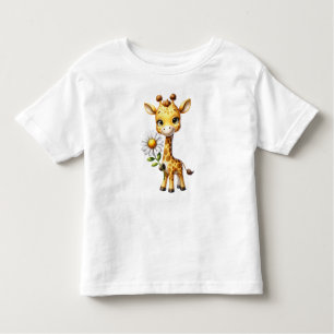 Cute Baby Giraffe with Daisy Flower-88681 Toddler T-Shirt