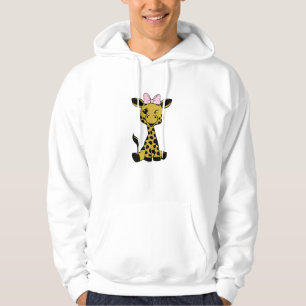 cute Baby Giraffe with pink bow Hoodie