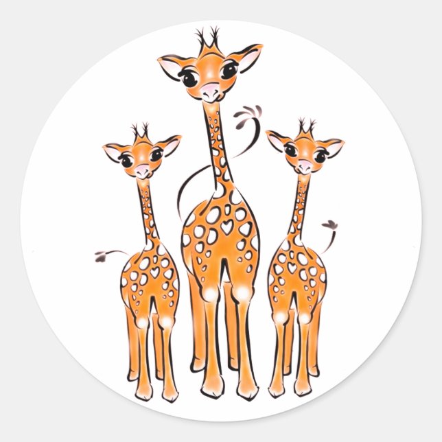 Cute Baby Giraffes, safari animals Classic Round S Sticker (Front)