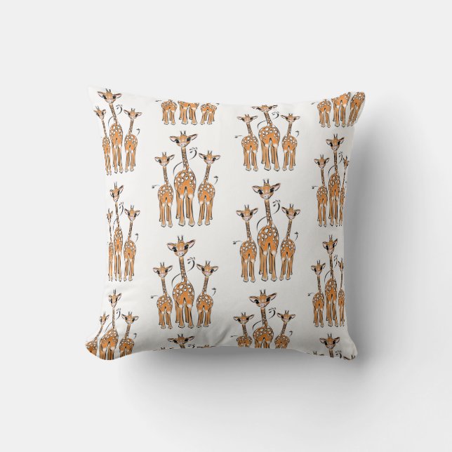 Cute Baby Giraffes, safari animals Cushion (Front)