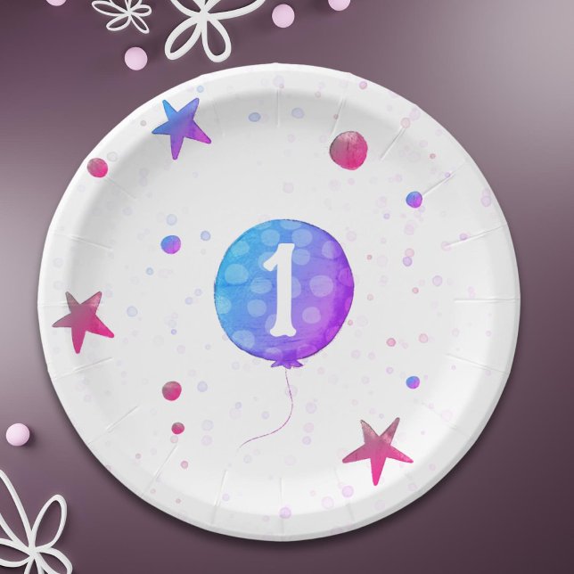 Cute Baby Girl 1st Birthday Party Paper Plate (Creator Uploaded)