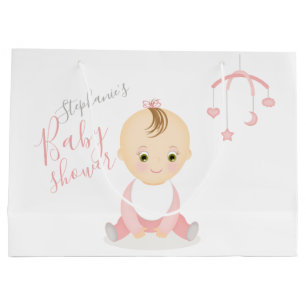 Cute Baby Girl and her Mobile Baby Shower Large Gift Bag
