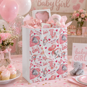 Cute Baby Girl Baby Shower & Newborn Girl Present  Medium Gift Bag