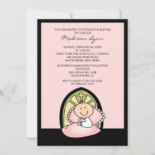 Cute Baby Girl Baptism Christening Inviation Invitation