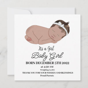 Cute Baby Girl Birth Announcement
