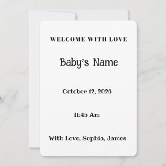 Cute Baby Girl Birth Announcement Photo Card with