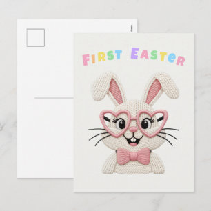Cute Baby Girl Boy First Easter Bunny Holiday Postcard