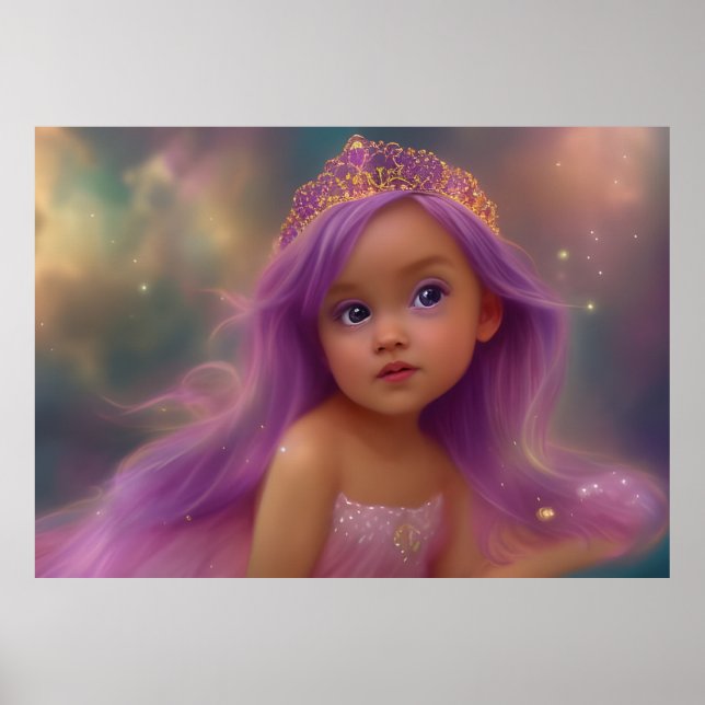 Cute baby girl butterfly wings purple pink poster (Front)