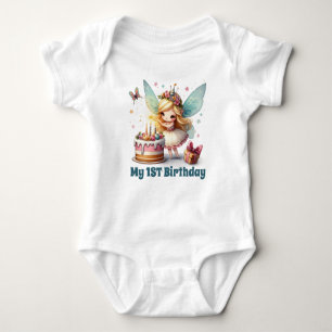 Cute baby girl first Birthday fairy Baby Bodysuit