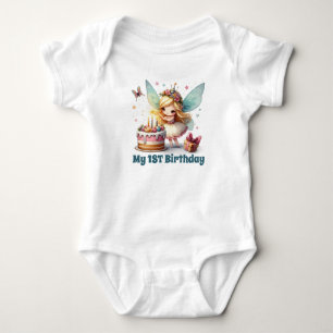 Cute baby girl first Birthday fairy Bodysuit