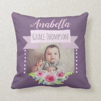 Cute Baby Girl Flower Photo Birth Announcement