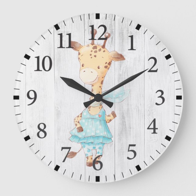Cute Baby Girl Giraffe Wall Clock (Front)