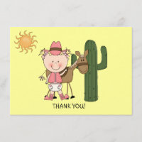Cute Baby Girl Horse Pony Western Thank You