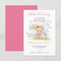 Cute Baby Girl Illustration 1st Birthday Party