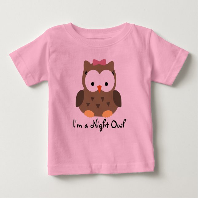 Cute Baby Girl Night Owl T-Shirt (Front)
