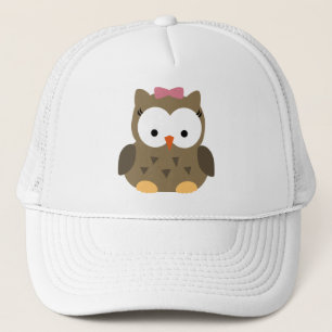 Cute Baby Girl Owl with Pink Bow Trucker Hat
