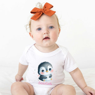 Cute Baby Girl Penguin Christmas birthday Bodysuit