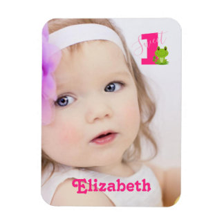 Cute Baby Girl Photo One Year Magnet