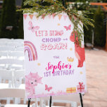 Cute Baby Girl Pink Dino Dinosaur Kids Birthday Poster<br><div class="desc">Cute Baby Girl Pink Dino Dinosaur Kids Birthday Poster</div>