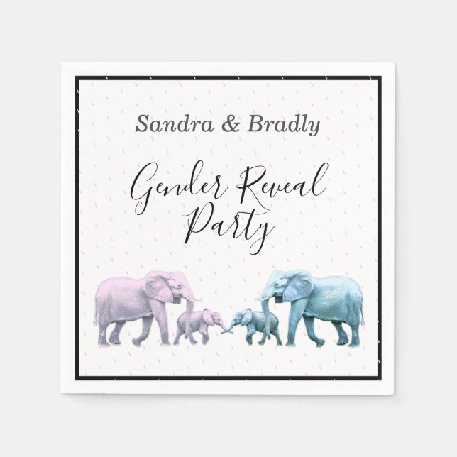 Cute Baby Girl Pink Elephants modern Baby Shower Napkin (Front)