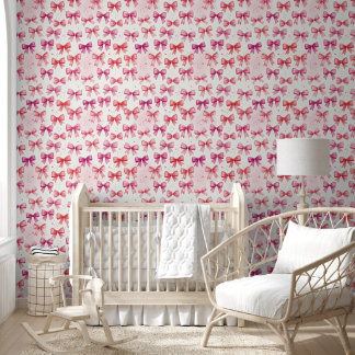 Cute Baby Girl Room Coquette Pink Bow Wallpaper