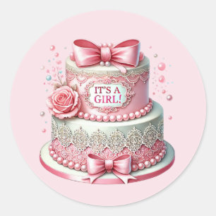 Cute baby girl shower sweet  classic round sticker