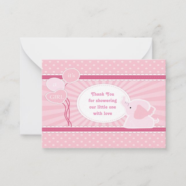 Cute Baby Girl Shower Thank You Cards (Front)