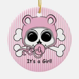 Cute Baby Girl Skull Ceramic Tree Decoration