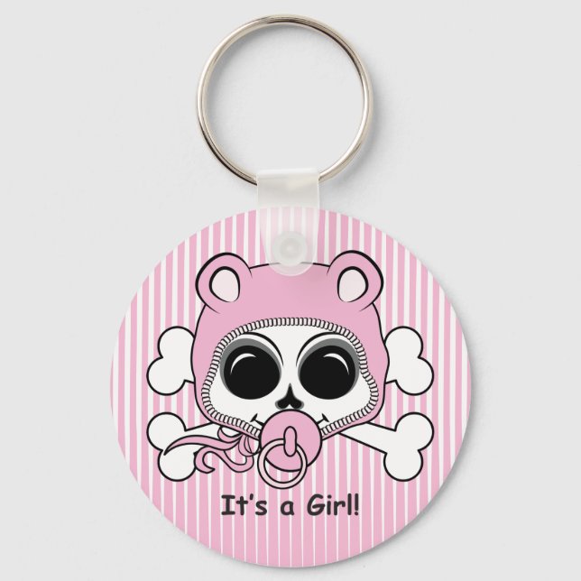 Cute Baby Girl Skull Key Ring (Front)