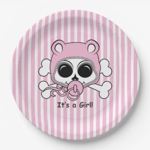 Cute Baby Girl Skull Paper Plate