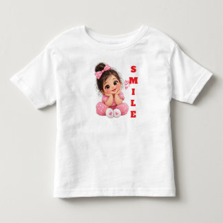 Cute Baby Girl with Pink Bow Toddler T-Shirt |