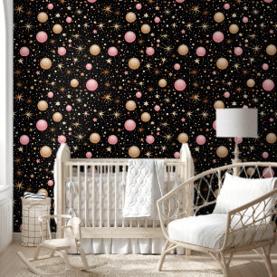 Cute baby girls stars pattern nursery Wallpaper
