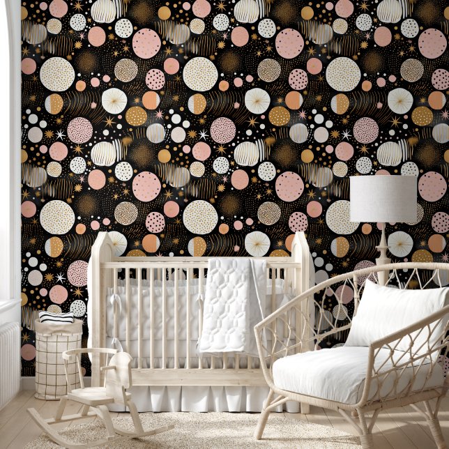 Cute baby girls stars pattern nursery Wallpaper (Kids)