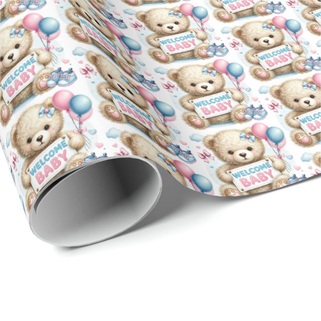 Cute baby girls welcome baby  wrapping paper (Roll Corner)