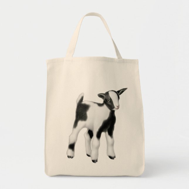 Cute Baby Goat Grocery Tote Bag (Front)