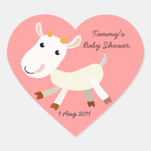 Cute Baby Goat Kid Heart Baby Shower Sticker