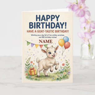 Cute Baby Goat Personalised Birthday Card for Kids