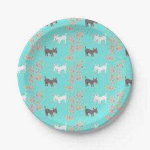 Cute Baby Goats and Flowers Pattern Paper Plate