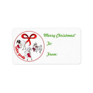 Cute Baby Goats Christmas  Gift Tag Sticker
