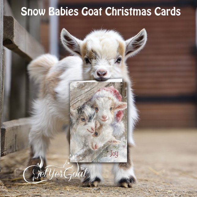 Cute Baby Goats - Snow Babies 12 Christmas Holiday Card (Creator Uploaded)